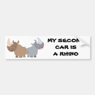Twee Cartoon Rhinos Bumpersticker