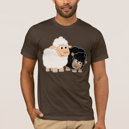 Twee Cartoon schaap T-shirt (Voorkant)