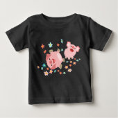 Twee Cartoon varkens in de lente-Baby T-shirt (Voorkant)