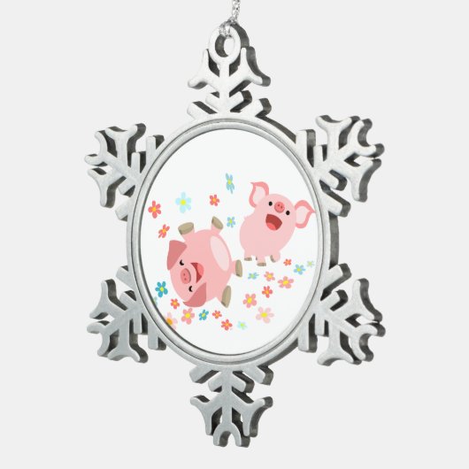 Twee Cartoon varkens in het Ornament van de Pewter (Rechts)