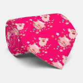 Twee Cartoon varkens in het voorjaar Stropdas (Opgerold)