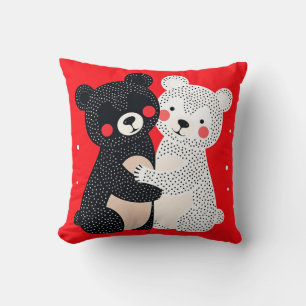 🧸 Twee Cartoonberen Knuffel Liefde Decoratie Cade Kussen