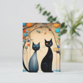 Twee charmante katten briefkaart (Staand voorkant)