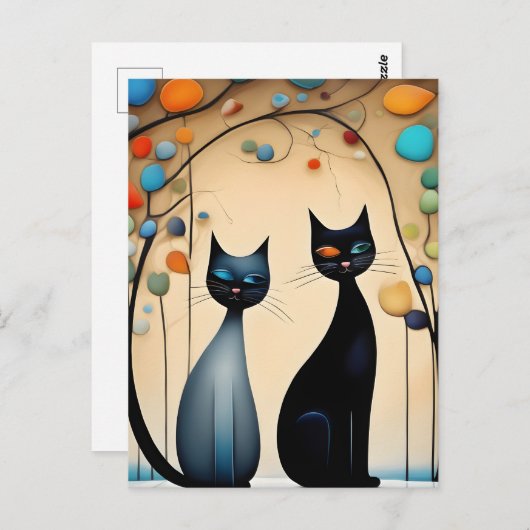 Twee charmante katten briefkaart (Voorkant / Achterkant)