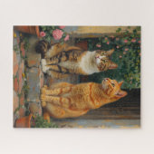 Twee charmante katten zittend op treden legpuzzel (Horizontaal)