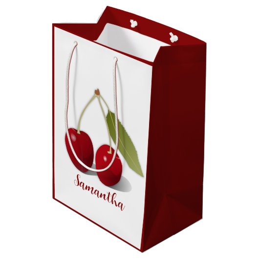Twee Cherries Design Gift Bag Medium Cadeauzakje (Achterkant Gekanteld)