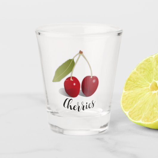 Twee Cherries Design Shot Glass Glas (Voorkant)