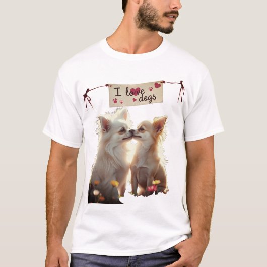 Twee Chihuahua honden in een kleurrijke bloementui T-shirt (Voorkant)