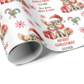 Twee Chihuahua honden Kerstmis Cadeaupapier (Rol Hoek)