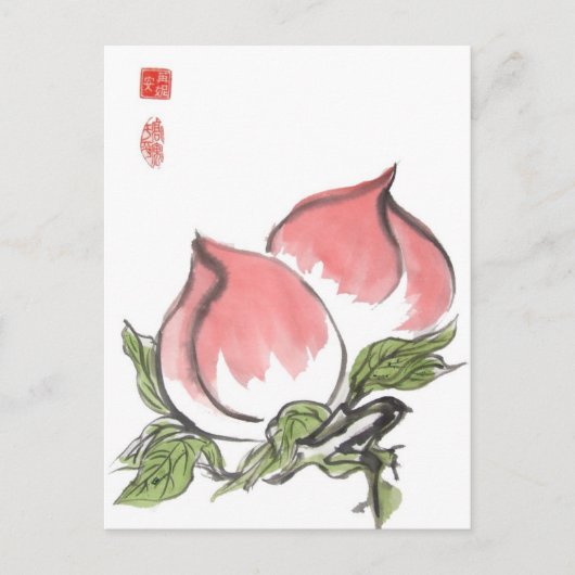 Twee Chinese perziken Briefkaart (Voorkant)