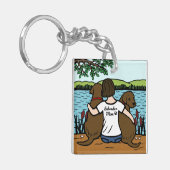 Twee chocolade-labradors en mam sleutelhanger (Voorkant Links)
