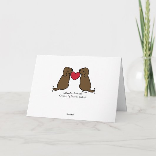 Twee Chocolade Labradors met Hart Dank U Bedankkaart (Achterkant)