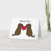 Twee Chocolade Labradors met Hart Dank U Bedankkaart (Voorkant)
