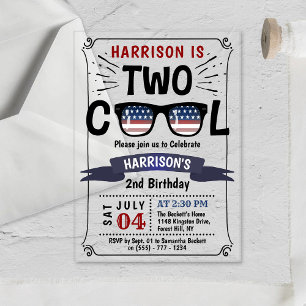 Twee Cool 4 juli Boys 2de verjaardag Acryl Uitnodigingen