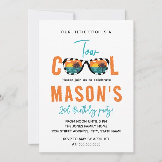 Twee Cool Boy 2e Verjaardagsfeestje Kaart (Voorkant)