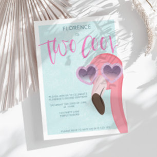Twee Cool Tropische zomer flamingo verjaardag Kaart