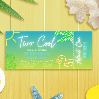 Twee coole 2e verjaardag ticket uitnodiging