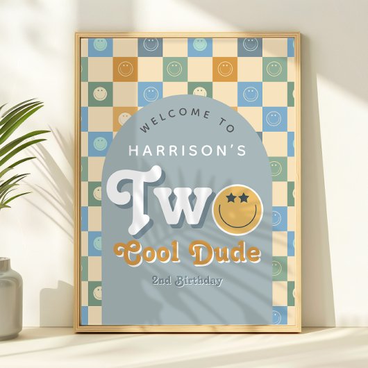 Twee Coole Kerel Jongens 2de Verjaardag Welkom Bor Perfect Poster