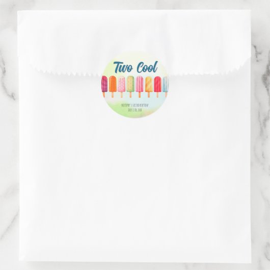 Twee coole Schattigee Popsicles Tweede Verjaardag Ronde Sticker (Tas)