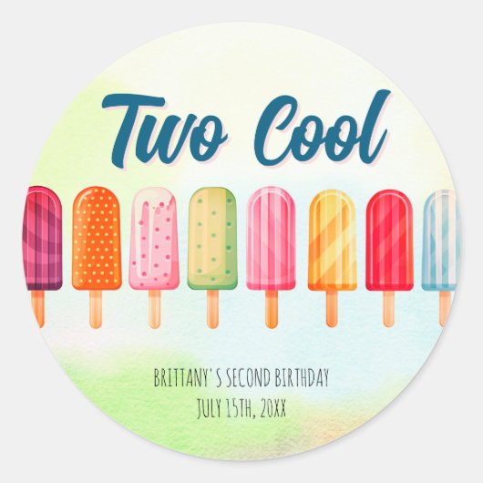 Twee coole Schattigee Popsicles Tweede Verjaardag Ronde Sticker (Voorkant)