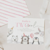 Twee coole winterdieren verjaardagsuitnodiging kaart