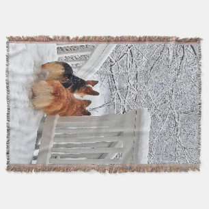 Twee Corgis in de sneeuw Deken