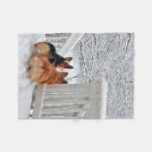 Twee Corgis in de sneeuw Fleece Deken (Voorkant (Horizontaal))