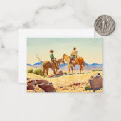 Twee cowboys op paarden door Maynard Dixon Notitiekaartje (Voorkant / Achterkant in situ)