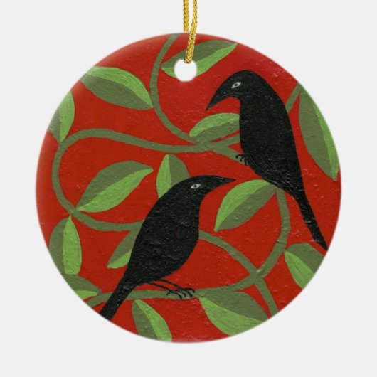 Twee Crows-versiering Keramisch Ornament (Voorkant)
