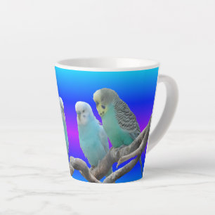 Twee Cute Budgerigar Birds Latte Mok
