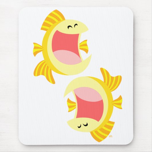 Twee Cute Cartoon Fish Mousepad Muismat (Voorkant)