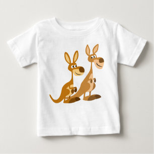 Twee Cute Cartoon Kangaroos Baby T-Shirt