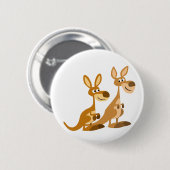 Twee Cute Cartoon Kangaroos Button Badge (Voorkant /achterkant)