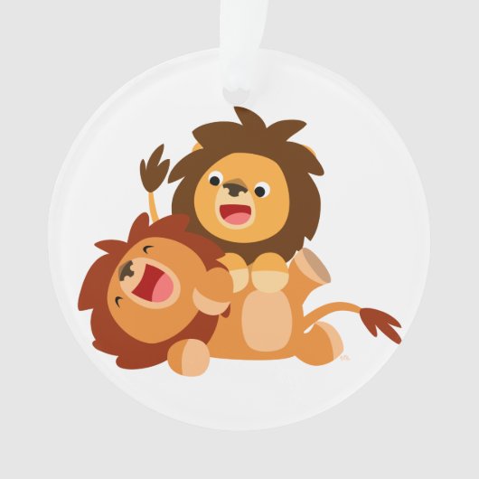 Twee Cute Cartoon Lions AcrylOrnament Ornament (voorkant)