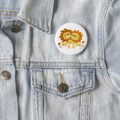 Twee Cute Cartoon Lions Tango Button Badge (In situ)
