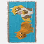 Twee Cute Cartoon Ponies Deken (Voorkant Verticaal)