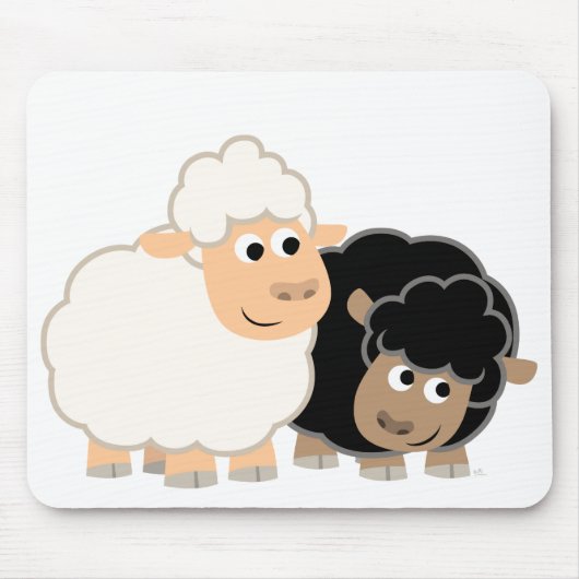 Twee Cute Cartoon Sheep Mousepad Muismat (Voorkant)