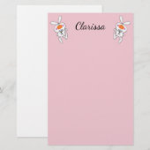 Twee Cute Cartoon White Bunnies Roze Cheeks Briefpapier (Voorkant / Achterkant)