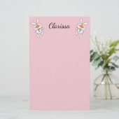 Twee Cute Cartoon White Bunnies Roze Cheeks Briefpapier (Staand voorkant)