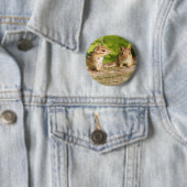 Twee Cute Chipmunk Babies Ronde Button 5,7 Cm (In situ)