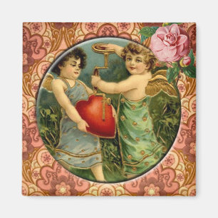 Twee Cute Cupids Victoriaans Douane Magnet Magneet