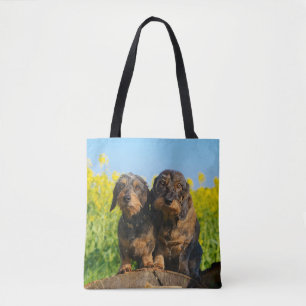 Twee Cute Dachshunds Dogs Dackel Friends Pet Foto Tote Bag
