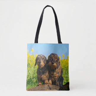 Twee Cute Dachshunds Dogs Dackel Friends Pet Foto Tote Bag