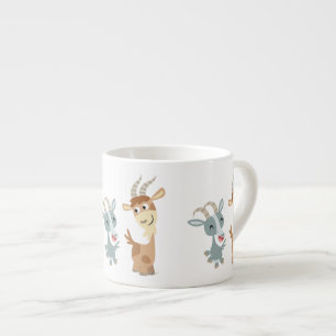 Twee Cute Happy Cartoon Goats Espresso Mok