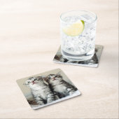 Twee Cute Kittens Vierkante Kartonnen Onderzetter (Insitu)