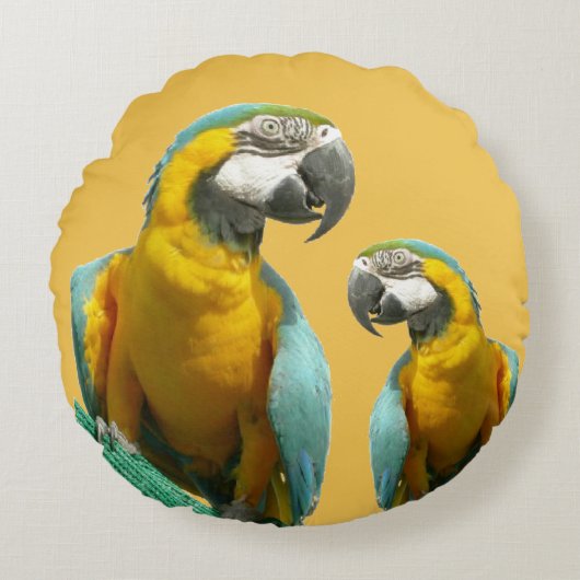 Twee Cute Parrots Round Pillow Rond Kussen (Voorkant)