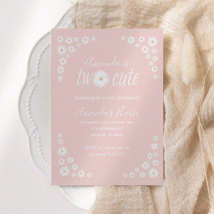 Twee Cute Pink Daisy Floral Boho Birthday Kaart