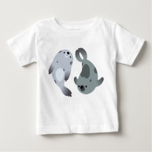 Twee Cute Playful Cartoon Harp Seals Baby T-Shirt