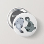Twee Cute Playful Cartoon Harp Seals Button Badge (Voorkant /achterkant)