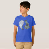 Twee Cute Playful Cartoon Harp Seals Kinder T-Shir T-shirt (Voorkant volledig)